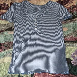 Arizona Jean Company Blue Striped Button Down Shirt